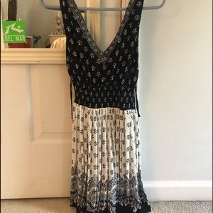 navy blue and white mini dress